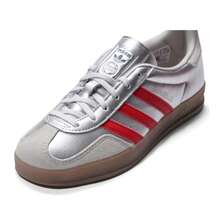 Adidas Giày thể thao nữ cổ điển, kiểu dáng thấp cổ, giày đi làm trong nhà, giày thể thao nhẹ nhàng, JR2403 - Bạc ánh kim/Đỏ nhạt/Xám nhạt - Xem 7