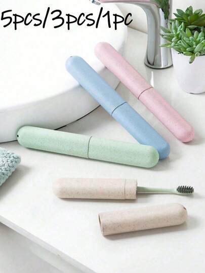 5 Stück/4 Stück/3 Stück/1 Stück Reise Zahnbürstenhalter, Zahnbürstenetui, tragbare Zahnbürstenaufbewahrungsbox, Outdoor Zahnhygiene Artikel, verschiedene Farben erhältlich, Reisezubehör, Urlaub, Schule