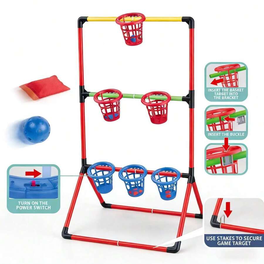 Interactive Kids Basketball Game Set With LED Lights – Indoor Outdoor Portable Hoop For Backyard & Family Fun, Dual Team Play, Easy Assembly – Perfect Christmas Gift, Birthday Party Game & Summer Outdoor Toy For Boys And Girls Ages 3-8 - Multicolor - View 1