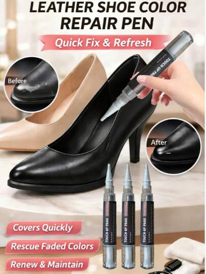 Bolígrafo reparador de color para zapatos de cuero para mujeres, cubre rápidamente rozaduras y arañazos, marcador retocador impermeable para tacones, bailarinas y botas