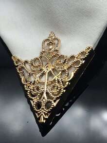 2pcs Vintage Men's Suit Shirt Accessories, Hollow Out Floral Pattern Triangle Collar Clip And Pin - 彩色 - 查看 4