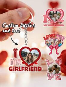 定制“我爱我的女朋友”脸部钥匙扣，可定制照片和文字，情人节礼物，女友照片钥匙扣，女友照片亚克力钥匙扣，送给男友的礼物，情侣照片肖像钥匙扣，“我爱我的女朋友”钥匙扣，情人节送给男友的礼物，照片钥匙扣，情侣钥匙扣，情人节送给他的礼物，情侣钥匙扣礼物 - 彩色 - 查看 12