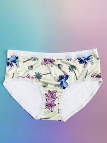 Disney 5件装迪士尼授权女士内裤，史迪奇和安琪系列图案印花性感内裤，迪士尼元素印花低腰三角裤 - 彩色 - 查看 5