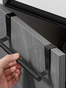 1pc Stainless Steel Towel Rack, No Drill Towel Bar, Bathroom Single Rod Towel Holder, Cabinet Storage Rack - Multicolor - View 3