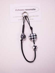 1pc New Plaid Heart Braided Niche Star Keychain Phone Lanyard Compatible With Android And Most Smartphone,Gifts For Mother, Family, Friends, Kids, Birthday, Holiday Phone Chain - Multicolor - View 6