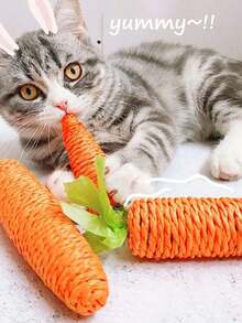1pc Cat Toy Set, With Cute Paper Rope, Carrot-Shaped Interactive Cat Toy, Can Be Used For Entertainment And Stress Relief, Chew-Resistant.