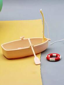 7pcs Realistic Mini Boat Fishing Rod Life Buoy Decor For Aquarium Landscape, Teenage Creative Toy, 1:12 DIY Miniature Accessories For Fish Tank, Random Color - Multicolor - View 7