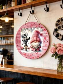 Valentine's Day Wooden Gnome Wreath Sign, Love Never Fails, Holiday Door Ornament And Wall Decor, Perfect Holiday Decoration For Home, Patio, Living Room, And Bedroom, Ideal Valentine's Gift - Multicolor - View 1