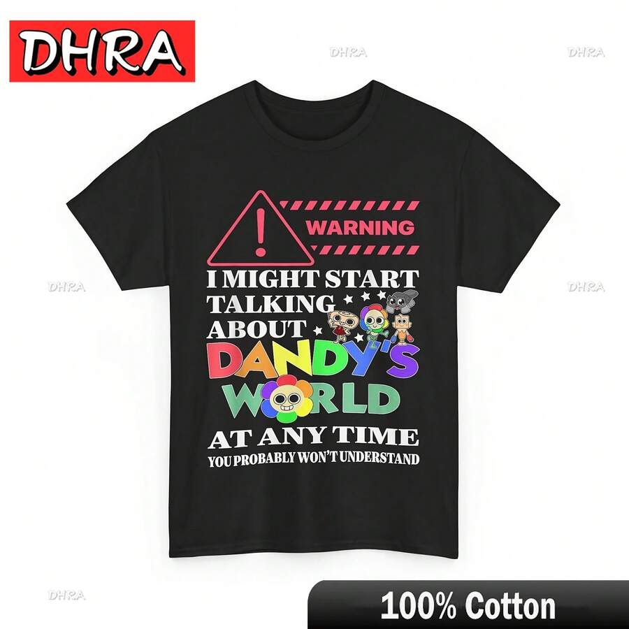 Funny Dandy's World Characters Women Men Shirt Tshirts Creative Chic Cool Tee College Hip Hop Edgy Clothing College Cool - 黑色 - 查看 1
