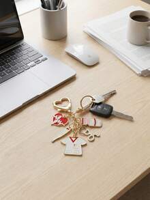 1pc Cute Alloy Doctor & Nurse Keychain, Fashionable Bag Charm Pendant - Multicolor - View 3