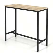 100cm Industrial-Grade Rectangular Steel Bar Counter Dining Table, Adjustable Lever & Footpads, Suitable For Breakfast, Kitchen, And Bar High-Table Dining Experience, Walnut Brown/Rustic Brown - Walnut Brown - View 1