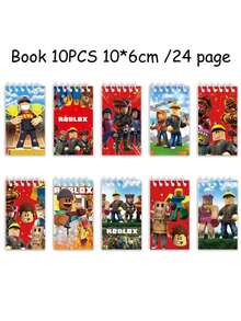 10pcs Cartoon Sandbox Game Character Steve Alex Children's Writing Notebook, Spiral Bound Creative Planner Notebook, Holiday Gift - Multicolor - View 4