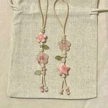 A Stylish And Sweet Minimalist Star Flower Phone Charm Keychain For Women, Elegant And Versatile, Suitable For Phone Cases And Camera Accessories, Perfect For Crafts. - Multicolor - View 2
