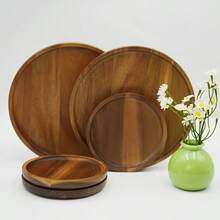 1pc/2pcs Wooden Breakfast Tray, Bathroom Tray, Round Serving Platter, Cheese Board, Decorative Kitchen Tray, Dining Service Platter