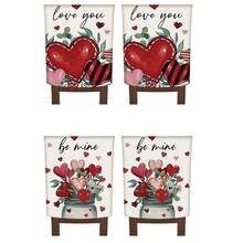 2 piezas/4 piezas Funda para silla del Día de San Valentín, funda para silla con corazón rojo, removible, adecuada para el Día de San Valentín, aniversarios, decoración de mesa de comedor familiar y protección de silla - Multicolor - Ver 5
