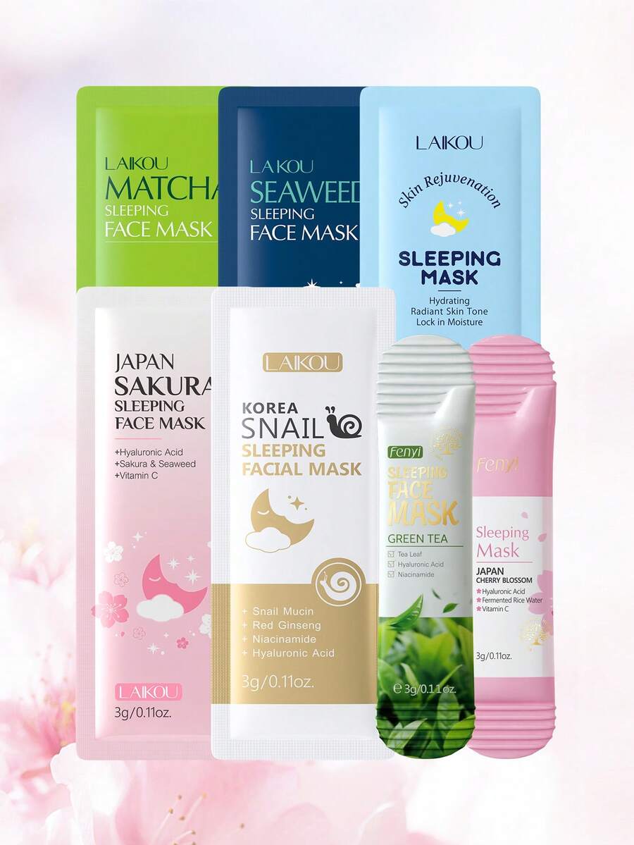 LAIKOU 7片/套 温和不刺激睡眠面膜，保湿修护夜间面膜，适合所有肤质，必备护肤品，旅行装