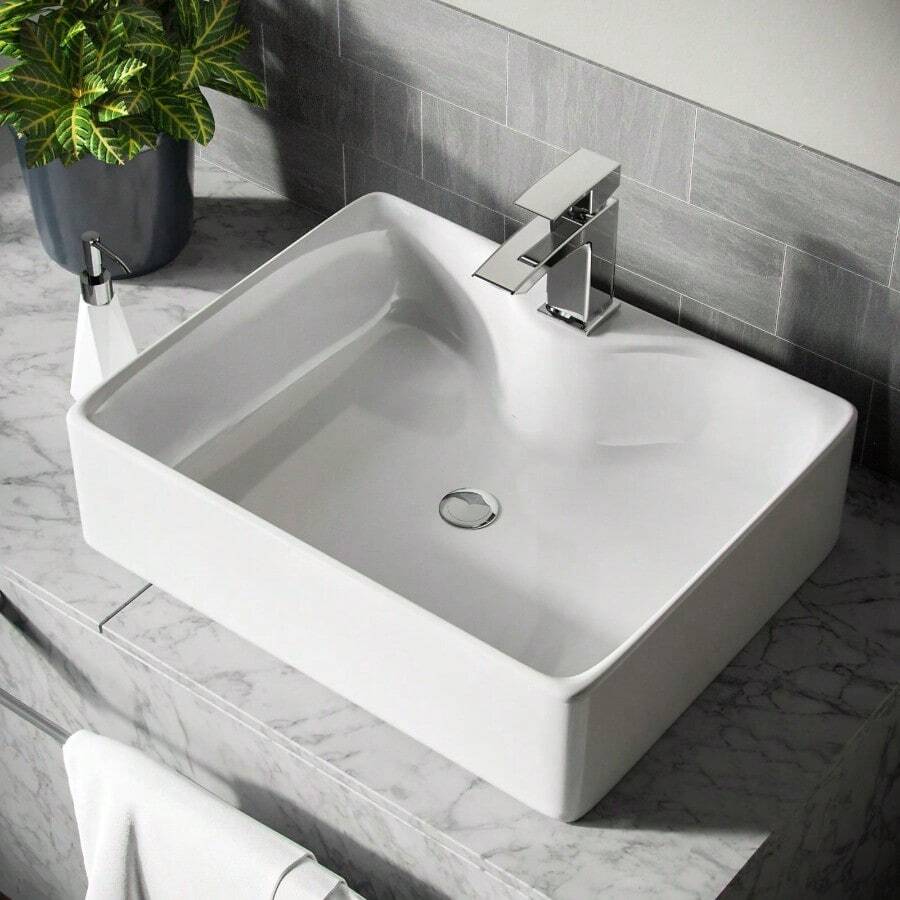 Bathroom Cloakroom Counter Top Hand Wash Basin Sink Ceramic - White - View 1