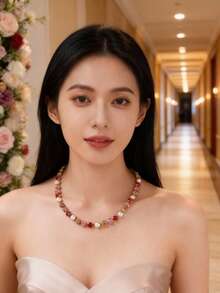 1Pc Copper Claw Glass Rhinestone Resin Diamond Necklace, Elegant And Soft Rhinestone Women's Necklace, Suitable For Women's Parties, Gifts, Gatherings, Daily Wear, And Holiday Gifts - Style 1 - View 1