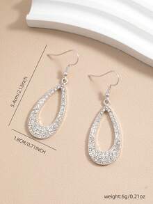 Tear Drop Crystal Earring Stud For Women 1Pair - Silver - View 4