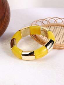 1条新款弹力手链，手工树脂抛光扎染手链，复古优雅串珠手链，时尚饰品，适合女性、女孩日常佩戴，也适合派对和旅行。