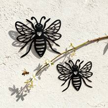 金属蜜蜂壁饰，铁艺壁挂装饰，适用于客厅、卧室、花园、栅栏、墙壁、露台，适合情人节、婚礼派对、户外墙面装饰，昆虫主题