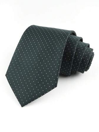 ZONFAZ 男士商务休闲领带一条，橄榄绿底小圆点，宽8厘米，柔软亲肤，适合婚礼、聚会、派对和日常通勤等场合。