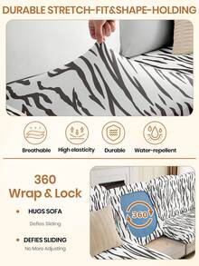 1件装弹性四季沙发坐垫套，防滑沙发套，适用于L型及1/2/3/4人沙发，简约现代风格，柔软亲肤，防宠物抓挠，弹性沙发套，防尘装饰保护套，适用于酒店/客厅/卧室/办公室，斑马纹图案 - 彩色 - 查看 6