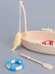 7pcs Realistic Mini Boat Fishing Rod Life Buoy Decor For Aquarium Landscape, Teenage Creative Toy, 1:12 DIY Miniature Accessories For Fish Tank, Random Color - Multicolor - View 5