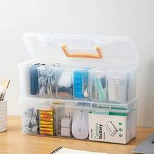 1pc Transparent Large Capacity Hardware Tool Box, Outdoor Portable Equipment Tool Case, Stackable Dustproof Plastic Storage Container With Handle & Lid, Easy-To-Carry Multifunctional Tool Storage Organizer Box - Multicolor - View 5