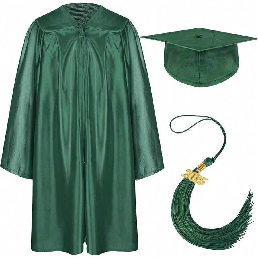 Graduation Cap And Gown Set With 2025 Charms Tassel Graduations Cap And Gown For School -8348 - 亮綠色 - 查看 1