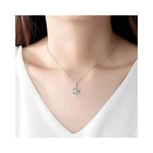 NanMuc Christmas 925 Sterling Silver Snowflake Pendant Necklace With Blue Ctystal Jewelry New Year Holiday For Women 18inch Chain - White - 查看 4