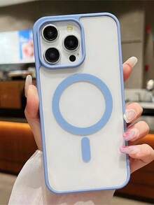 Transparent High-Grade Light Blue Framed Soft Gel Magnetic Charging Protective Case | Compatible, Shock-Proof, Ultra-Thin, Suitable For IPhone 17 Pro Max/16 Pro Max/13/15/15 Pro Max/17 Pro/14/11 Magnetic Phone Case, With Wireless Charging Function