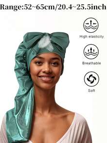 长款系带睡帽，光滑发帽，长辫子睡帽，可重复使用可调节护发包裹帽，女士睡眠帽
