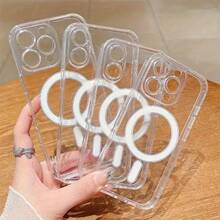 Magnetic Transparent Phone Case Compatible With Iphone 17/17 Pro/17 Pro Max/16/15/14 Plus/13/12 Pro Max - Drop & Shockproof, Supports Wireless Charging, Slim-Fit Premium Protection Cover