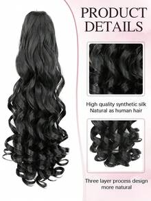 20 Inch Ultra-Soft Curly Wavy Ponytail Extension | Heat Resistant Synthetic Claw Clip For Women - Multicolor - View 6