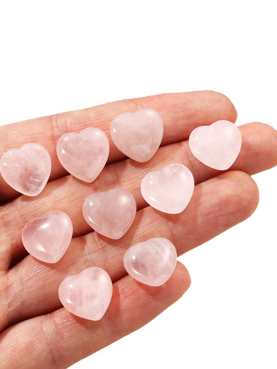 30mm Natural Rose Quartz Heart Healing Stone, Polished Love Gemstone, Palm Soothing Stone, Heart Shaped Meditation Stone - Pink - View 1