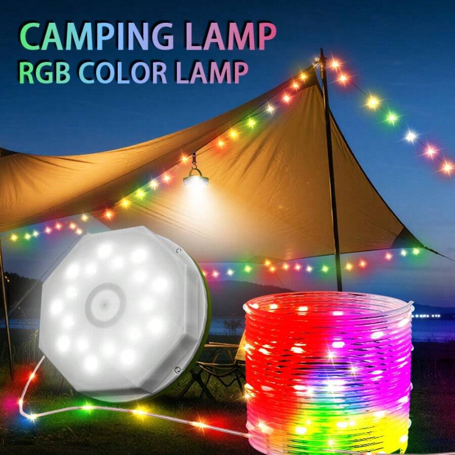 8m Fairy Lantern - RGB Camping Lights String, Portable Garden Lighting, With 3 Modes (Flashing/Slow Flashing/Steady) For White Light And String Lights, IP44 Waterproof, Suitable For Yard, Garden, Camping Tent Decor, Room Decor, Christmas Decor, Also An Ideal Gift