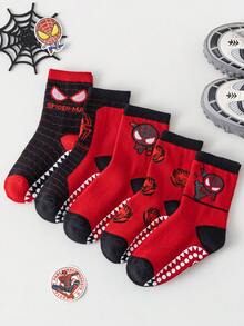 5 Pairs Marvel Venom & Spider-Man Themed Anti-Slip Gel Socks For Kids, Including Girls' Over-The-Knee Socks, Boys' Breathable Anti-Slip Cartoon Socks, And Anti-Slip Floor Socks Suitable For Active Kids And Spider-Man Movie Fans - Black - View 13