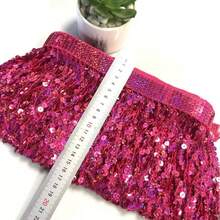 2英寸宽 - 亮片流苏花边饰带，亮片丝带流苏面料，适用于拉丁舞服装、舞台幕布、DIY工艺品