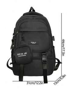 1 Túi Đi Học Cỡ Lớn Có Ngăn Đựng Laptop Phù Hợp Với Laptop 16.5 Inch, Ba Lô Đa Năng Kiểu Dáng Đơn Giản, Túi Đi Học Bằng Nylon Phối Màu, Có Dây Đeo Điều Chỉnh & Dây Đeo Hành Lý, Túi Sách Nhẹ, Di Động, Có Khóa Kéo & Túi Ví Nhỏ, Hoàn Hảo Cho Sinh Viên Tốt Nghiệp & Thanh Thiếu Niên & Nữ Sinh & Nam Sinh Cho Hoạt Động Ngoài Trời & Du Lịch & Học Sinh Trung Học Cơ Sở & Trung Học Phổ Thông & Đại Học - màu đen - Xem 7