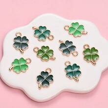 20pcs/Set Cute Green Four Leaf Clover Charms For DIY Bracelet Earrings Making Lucky Clovers Pendant Ornaments For St. Patrick's Day DIY Jewelry Making - Four-leaf Clover - View 2