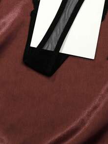 1条花卉蕾丝提花蝴蝶结性感丁字裤，舒适亲肤，可调节肩带，女士内衣 - 黑色 - 查看 5