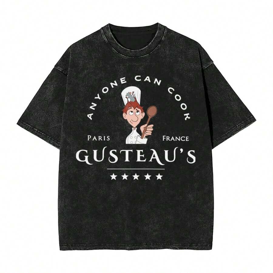Ratatouille T Shirts Clothes Summer Street Style Short-Sleeved T Shirt Round Neck Fashion Casual Tee Shirt Hot - 黑色 - 查看 1