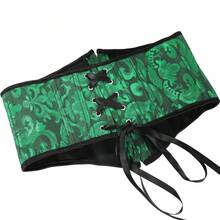 1 chiếc áo corset nữ kiểu vintage dệt jacquard, màu xanh ngọc lục bảo, ôm sát eo, giúp định hình vòng eo. - Màu xanh lá cây đậm - Xem 6