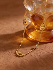 Dây chuyền Double D tối giản mới năm 2026, kiểu dây chuyền xương quai xanh, dây chuyền phong cách sang trọng dành cho nữ, dây chuyền thép không gỉ kiểu dáng Châu Âu và Mỹ, dây chuyền thép titan hình mũi heo vàng cổ điển tối giản. - Vòng cổ Double D - Xem 2