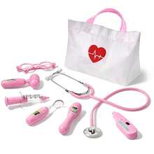 Doctor Kit 8 Pieces Toddlers Doctor Playset With Medical Storage Bag And Real Stethoscope Pretend Play Doctor Toys Birthday Gift For Boys Girls Aged 3 4 5 6 PinkFull Of Fun - 粉色 - 查看 2