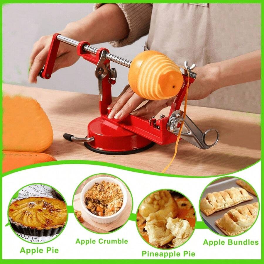 3-In-1 Apple Peeler, Corer, And Slicer Crafted From Alloy Materials, This Modern 3-In-1 Peeler Features A Powerful Suction Cup Base And Stainless Steel Blades (Includes 2 Peeling Blades/1 Slicing Blade). Suitable For Apples, Pears, Kiwis, Potatoes, And More. An Ideal Gift For Christmas, New Year, Or Birthdays, Perfect For Friends And Family.