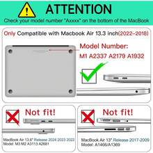 ALQD Compatible With 13 Inch M1 2022 2021 2020 2019 2018 A2337 A2179 A1932, Pattern Laptop Hard+Screen Protector+Keyboard Cover 13.3 Inch, Aesthetic Leaves - Sóng đen - Xem 3