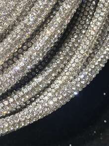 Approx. 4mm Rhinestone Trim Crystal Ribbon, For DIY Hairbands, Clothing Bows, Bracelets, Necklaces; Decorative Supply For Shoelaces & Bag Straps - Diamond Model - View 3
