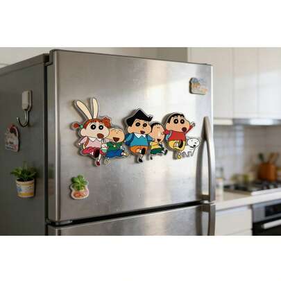 Bộ nam châm dán tủ lạnh acrylic hình Shin-Chan của Crayon - Biệt đội Haruhi (kèm miếng dán cao su, nam châm), hình đám mây và máy bay, hình dán trang trí tủ lạnh dễ thương và tiện dụng, món quà Giáng sinh tuyệt vời nhất cho bạn bè, trang trí tiệc tùng, trang trí nhà cửa hoàn hảo.